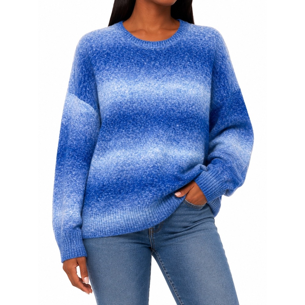 Old Navy Womens Blue Ombre Crew Neck Sweater Go-Recycled Size L Space Dye